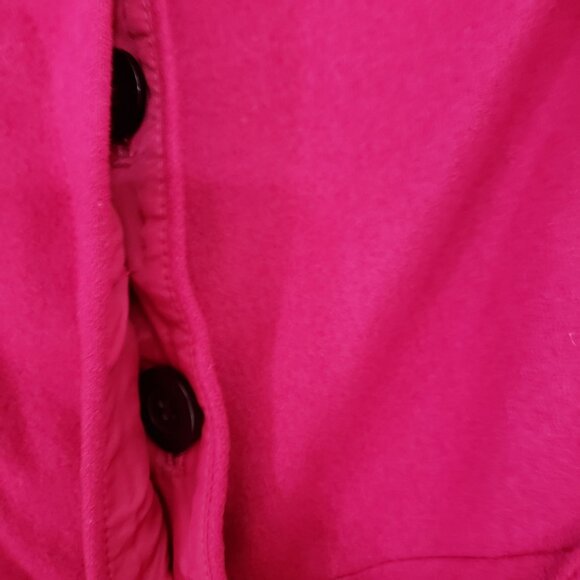 Old Navy Womens Magenta Pink Wool Blend Trench Coat Size S Bold Preppy Classic - Picture 7 of 8